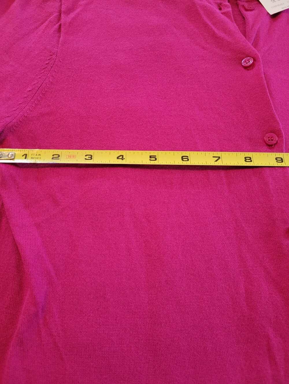 J.Crew Classic 100% Cotton Cardigan Sweater in vibrant berry/plum pink Size L - Picture 6 of 11
